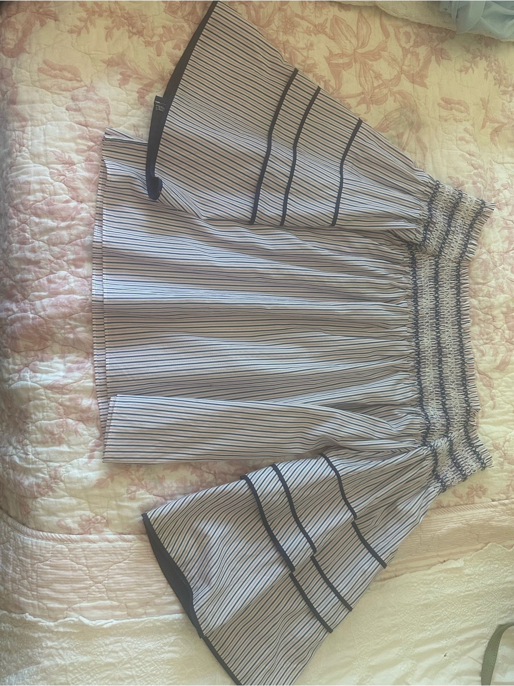 Parker Navy and pink  Striped Smocked Top
